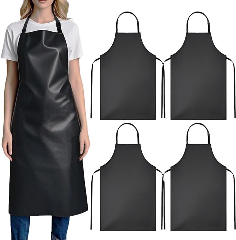 juningxin Store Waterproof Rubber Vinyl Apron 40 Inch Heavy Duty Adjustable Bib for Men Women Kitchen Cooking Lab Dishwashing Black - Image 1